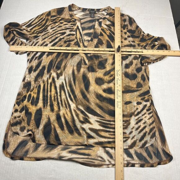 Chicos Travelers V-Neck Tunic Blouse Animal Print 3/4 Sleeve Lightweight 2 LARGE - Picture 6 of 13